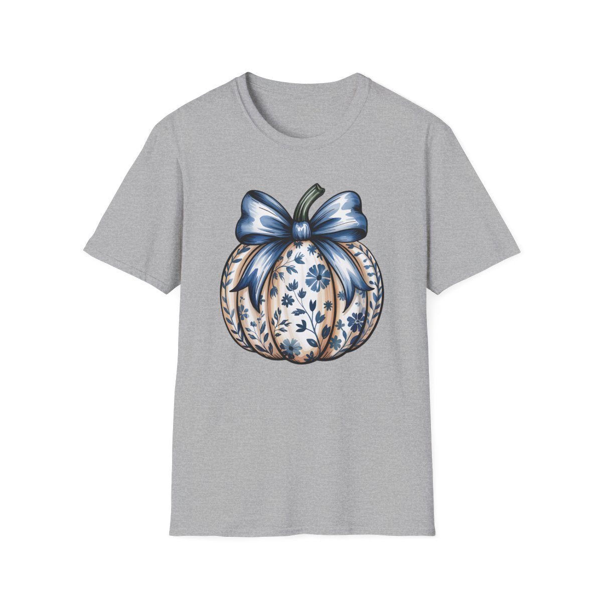 Blue Pumpkin Bow Graphic T-Shirt - funny t-shirt by Cheeky Business