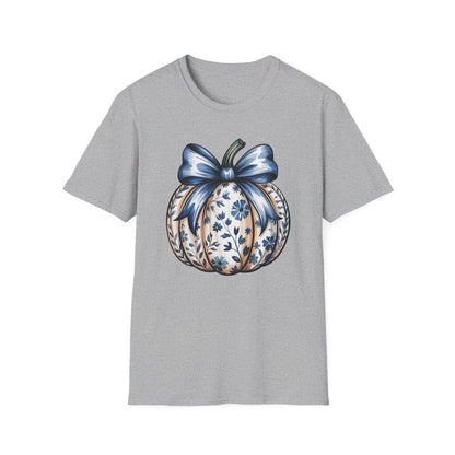 Blue Pumpkin Bow Graphic T-Shirt - funny t-shirt by Cheeky Business