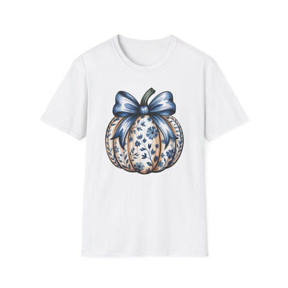 Blue Pumpkin Bow Graphic T-Shirt - funny t-shirt by Cheeky Business