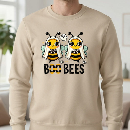 Boo Bees Halloween Sweatshirt in Sand, worn, our photo