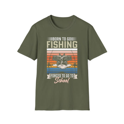 Born To Go Fishing, Forced To Go To School T-Shirt - funny t-shirt by Cheeky Business