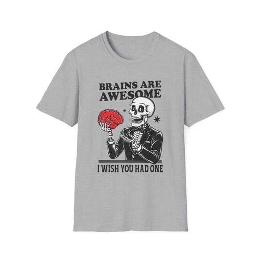 Brains Are Awesome Funny Halloween T-Shirt - funny t-shirt by Cheeky Business