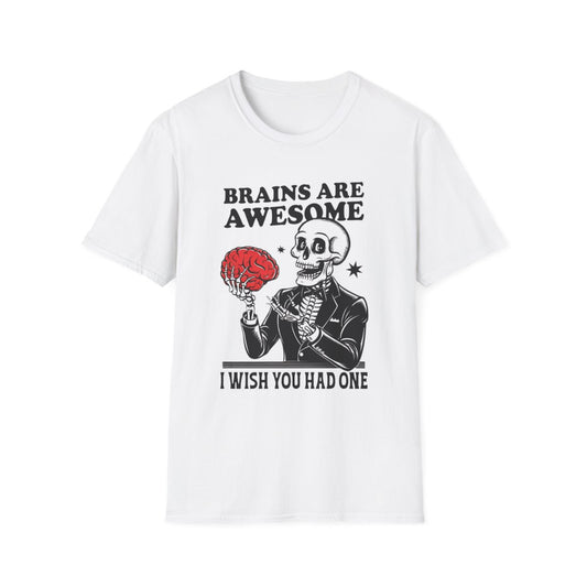 Brains Are Awesome Funny Halloween T-Shirt - funny t-shirt by Cheeky Business