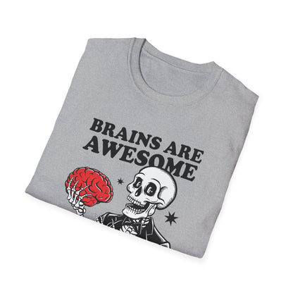 Brains Are Awesome Funny Halloween T-Shirt - funny t-shirt by Cheeky Business