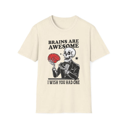 Brains Are Awesome Funny Halloween T-Shirt - funny t-shirt by Cheeky Business