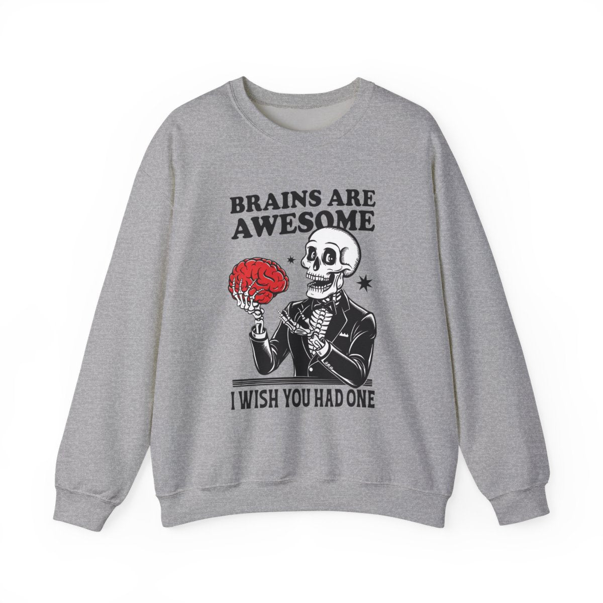 Brains Are Awesome Skeleton Halloween Sweatshirt - funny sweatshirt by Cheeky Business