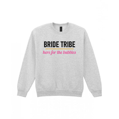 Bride Tribe Here For The Bubbles Hen Do T-Shirt & Sweatshirt Sweatshirt in Sport Grey