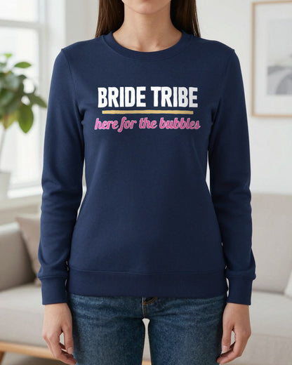 Bride Tribe Here For The Bubbles Hen Do T-Shirt & Sweatshirt worn