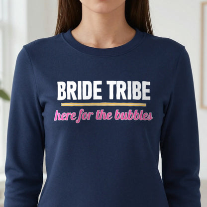 Bride Tribe Here For The Bubbles Hen Do T-Shirt & Sweatshirt close-up