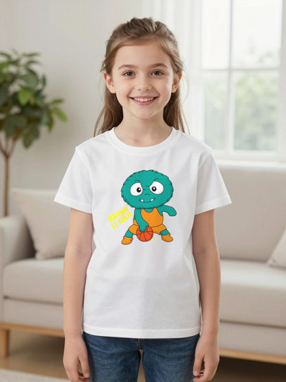Kids Bring It On Basketball Monster T-Shirt & Sweatshirt worn by a child