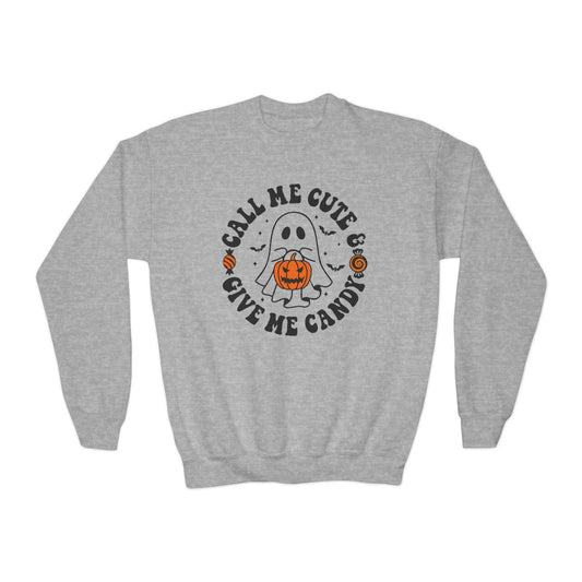 Call Me Cute & Give Me Candy Kids Halloween Sweatshirt - funny t-shirt by Cheeky Business