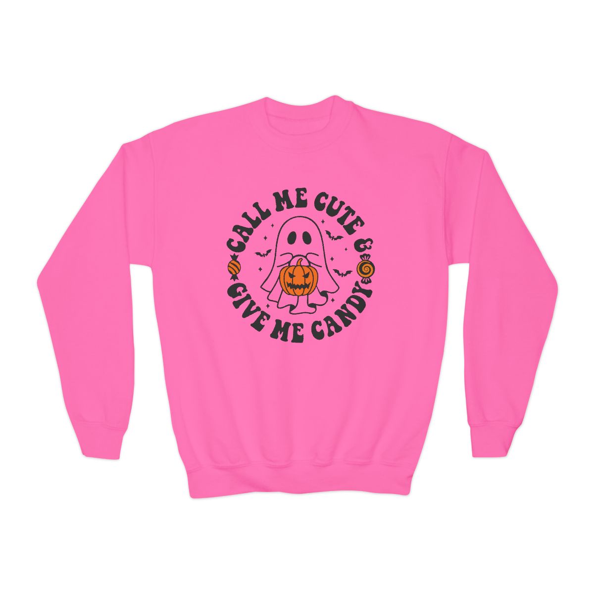Call Me Cute & Give Me Candy Kids Halloween Sweatshirt - funny t-shirt by Cheeky Business
