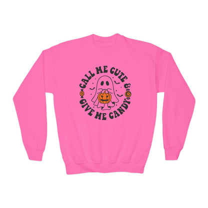 Call Me Cute & Give Me Candy Kids Halloween Sweatshirt - funny t-shirt by Cheeky Business