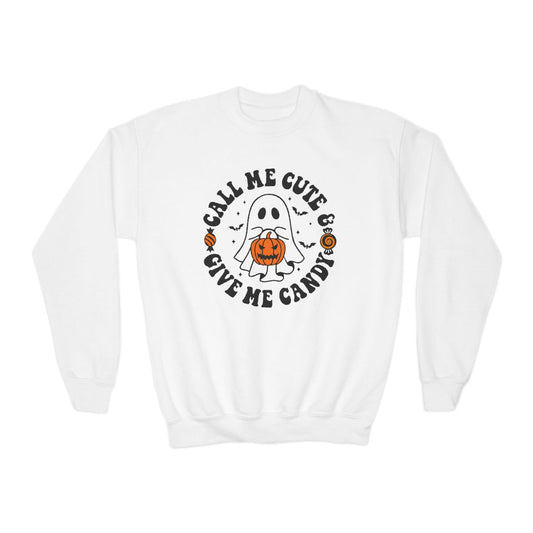 Call Me Cute & Give Me Candy Kids Halloween Sweatshirt - funny t-shirt by Cheeky Business