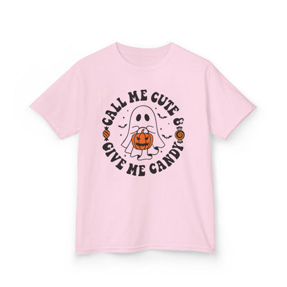 Call Me Cute Give Me Candy Kids Halloween T-Shirt - funny t-shirt by Cheeky Business