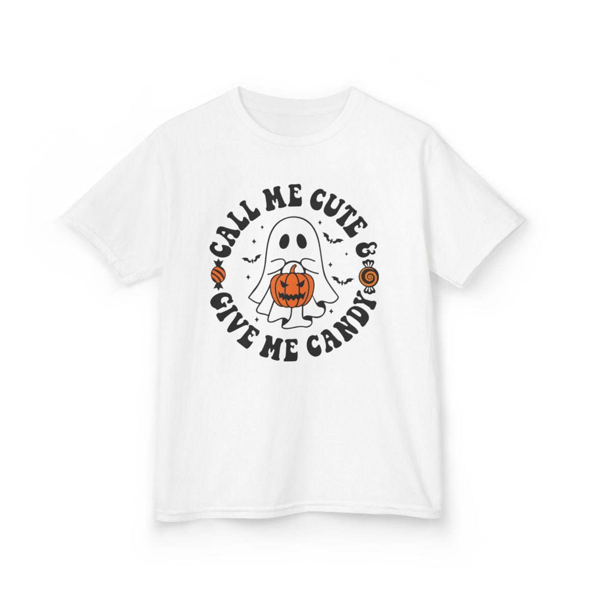 Call Me Cute Give Me Candy Kids Halloween T-Shirt - funny t-shirt by Cheeky Business