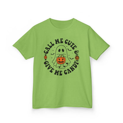 Call Me Cute Give Me Candy Kids Halloween T-Shirt - funny t-shirt by Cheeky Business