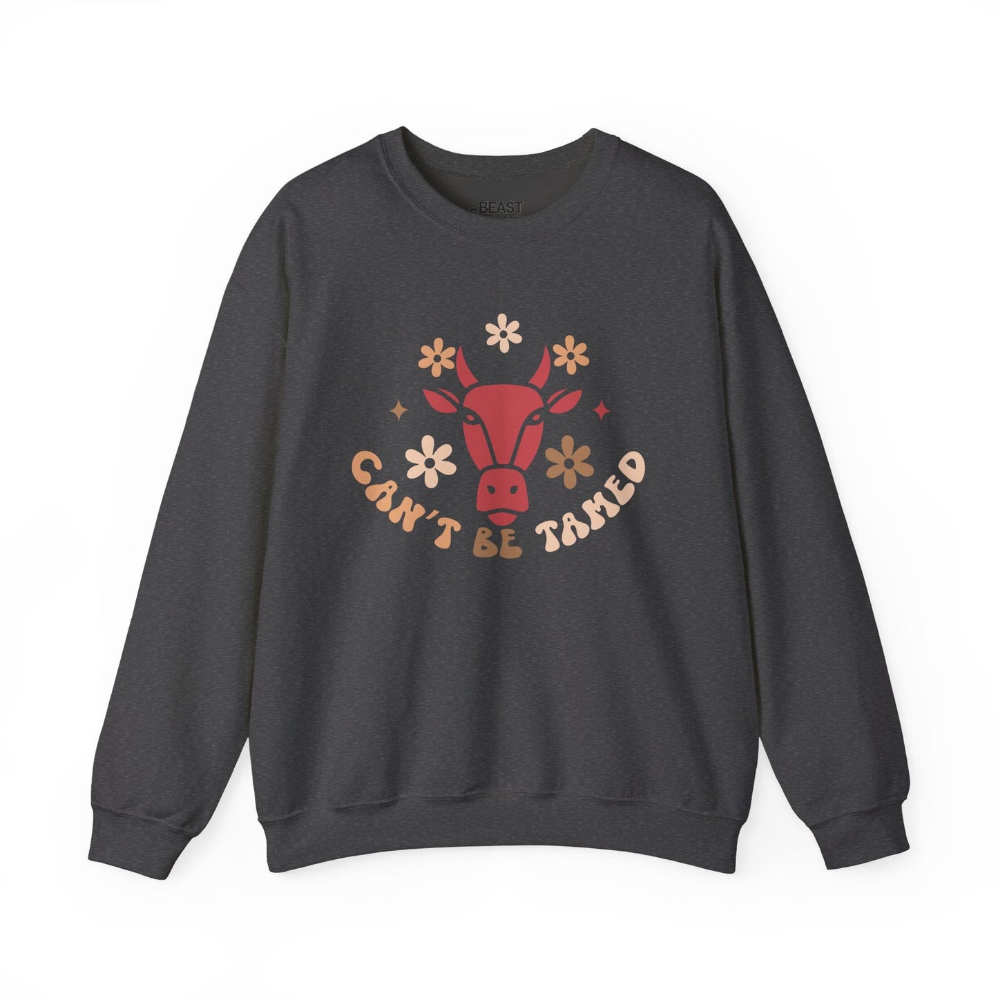 forest green cowgirl sweatshirt with cant be tamed bold rodeo slogan