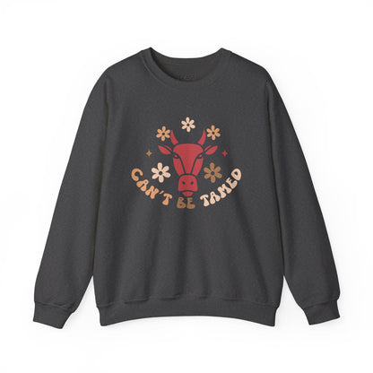 forest green cowgirl sweatshirt with cant be tamed bold rodeo slogan