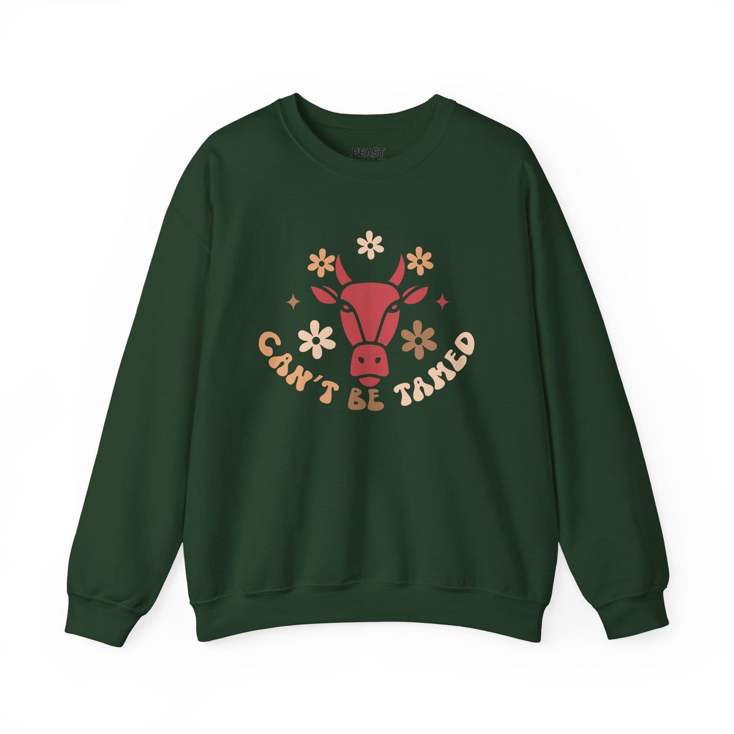 black cowgirl sweatshirt with cant be tamed free spirit western graphic