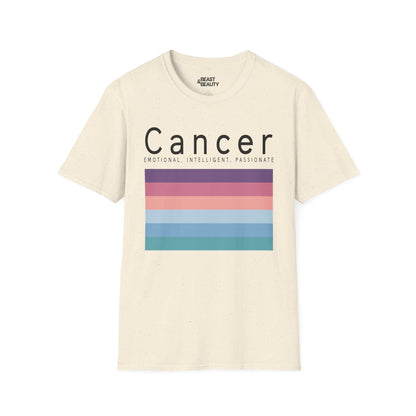 white t-shirt with cancer zodiac sign graphic for birthday gift