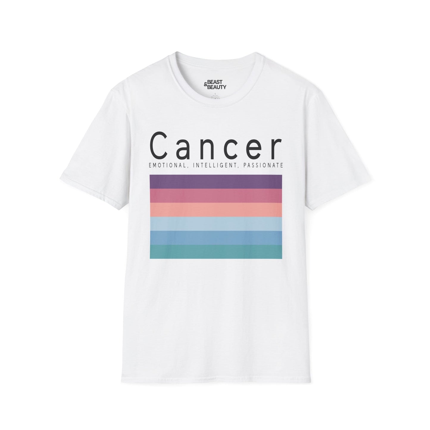 light blue t-shirt with minimalist cancer zodiac graphic design for astrology lovers