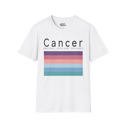 light blue t-shirt with minimalist cancer zodiac graphic design for astrology lovers