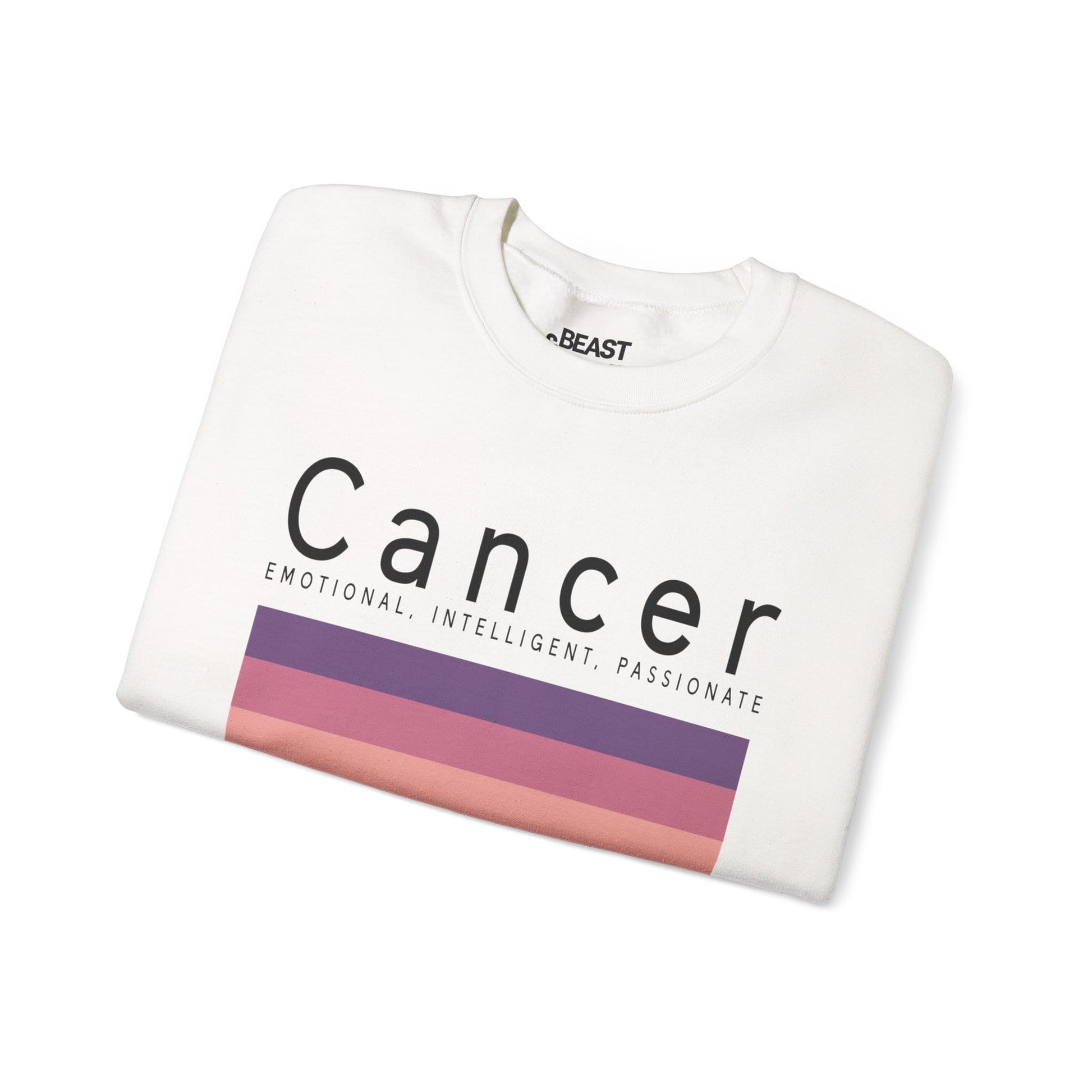cancer zodiac sign adult sweatshirt in white sand and sport grey colour options