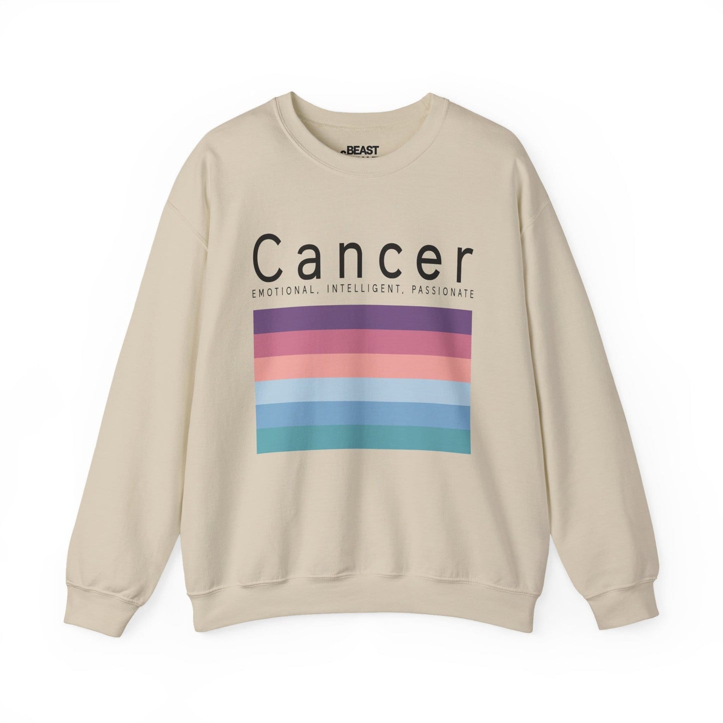sand sweatshirt with cancer zodiac sign celestial typography design