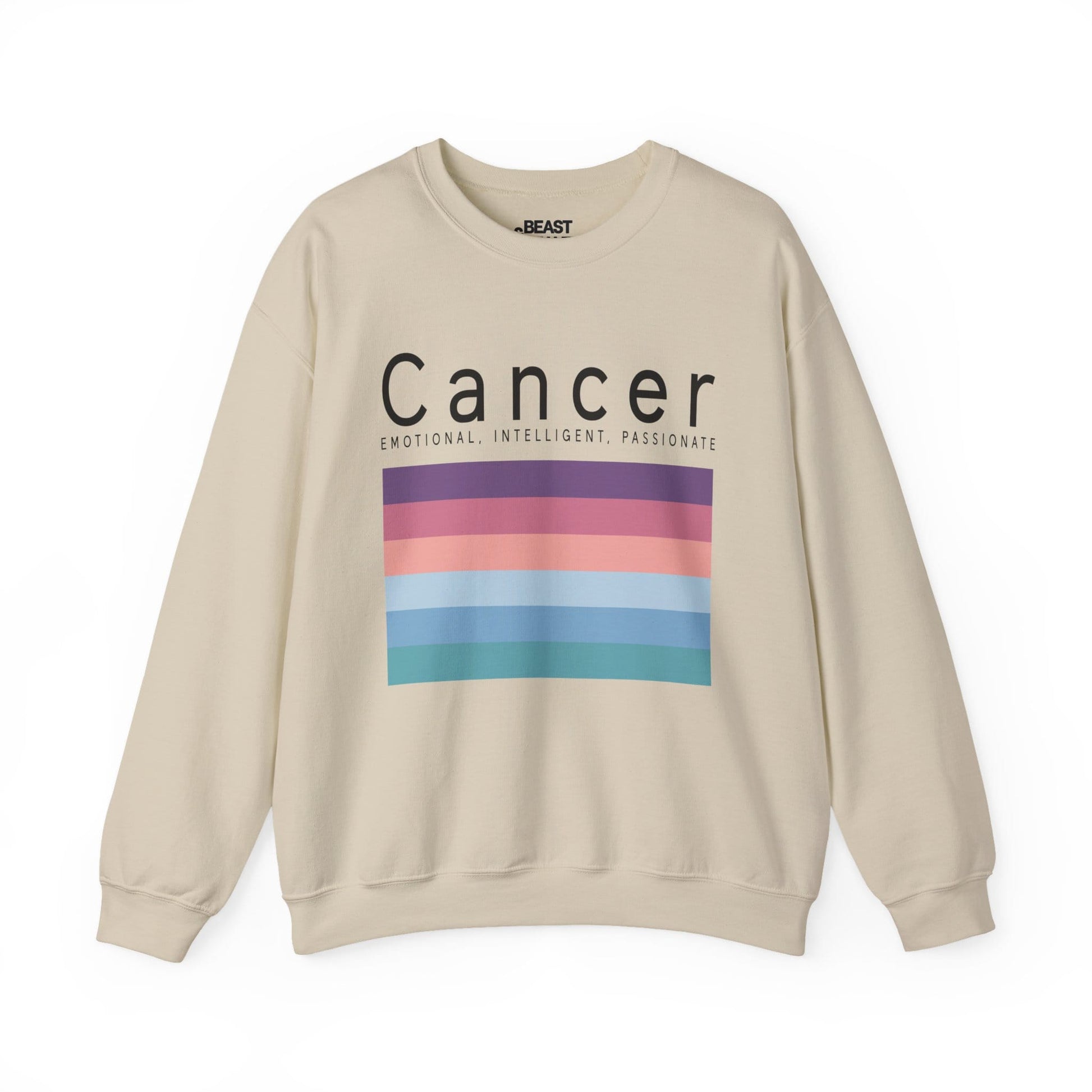 sand sweatshirt with cancer zodiac sign celestial typography design
