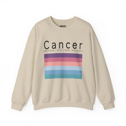 sand sweatshirt with cancer zodiac sign celestial typography design