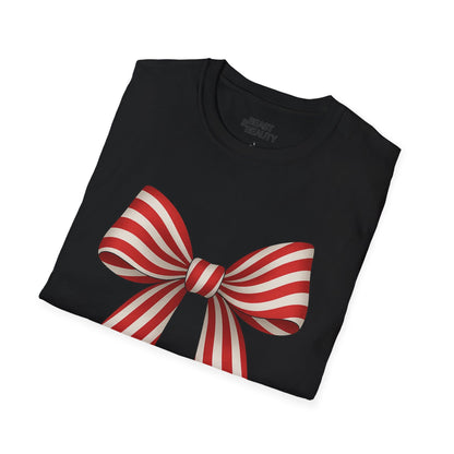 candy cane bow festive t-shirt styling shot gift idea for women