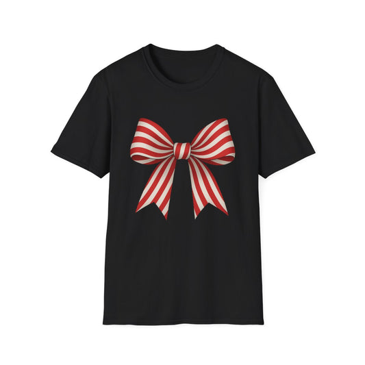 Candy Cane Bow T-Shirt - funny t-shirt by Cheeky Business