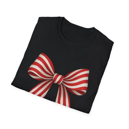 Candy Cane Bow T-Shirt - funny t-shirt by Cheeky Business