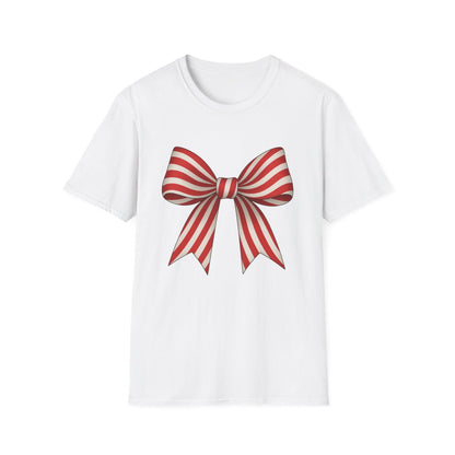 Candy Cane Bow T-Shirt - funny t-shirt by Cheeky Business