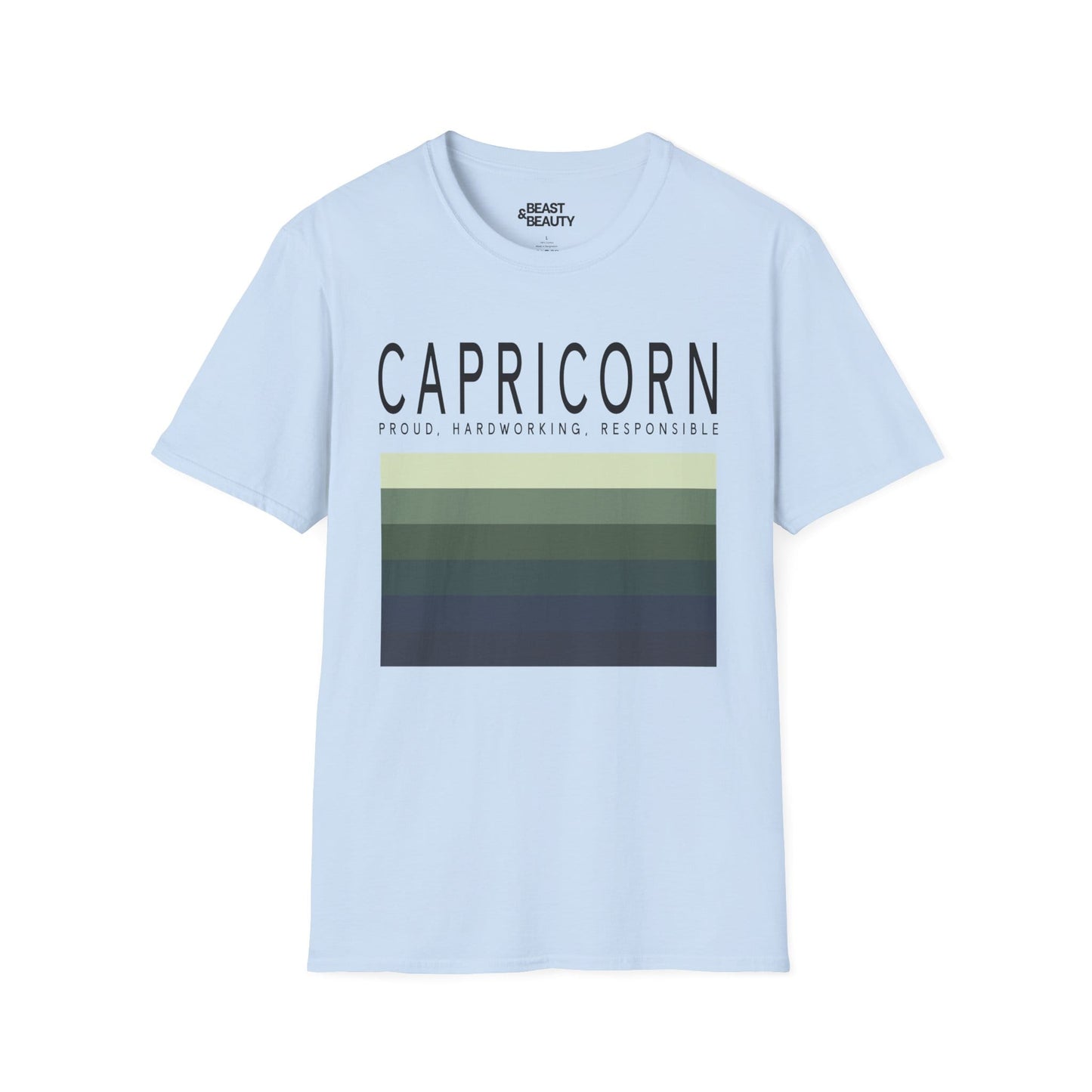 natural colour t-shirt with capricorn horoscope minimalist graphic design