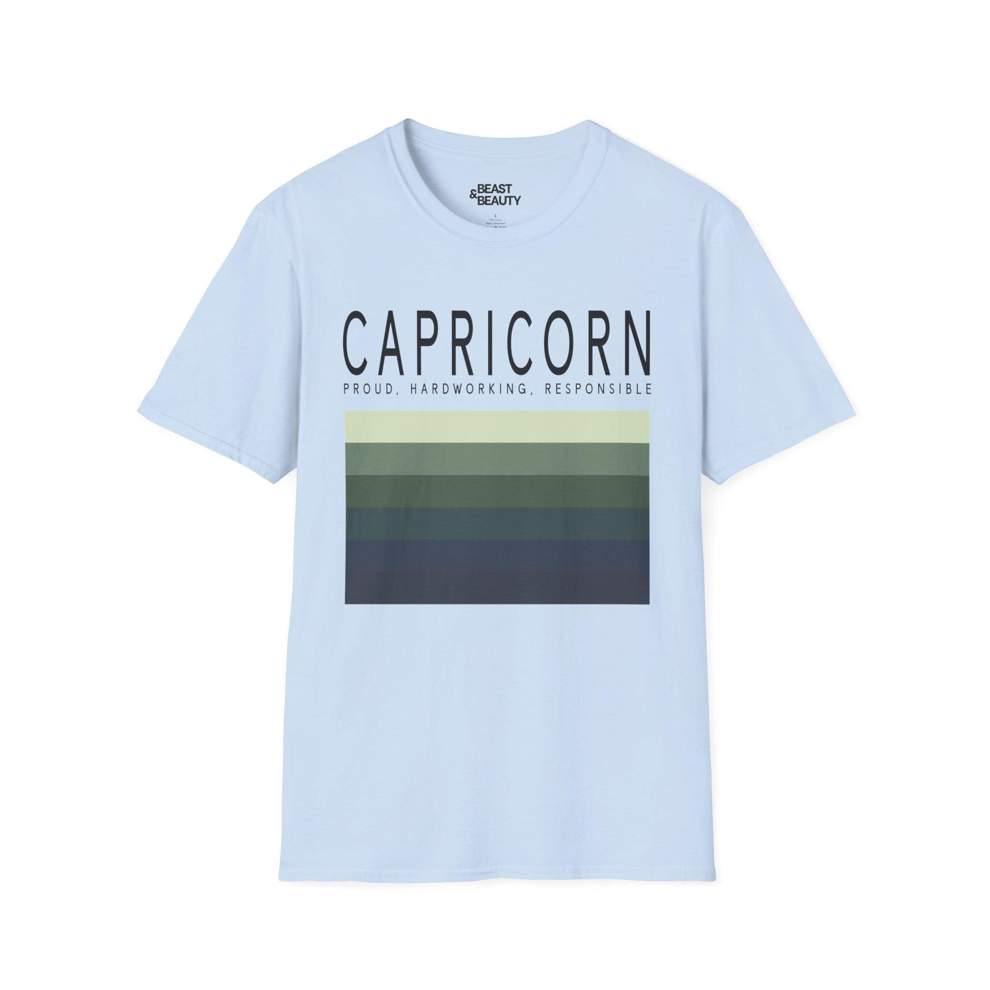 natural colour t-shirt with capricorn horoscope minimalist graphic design