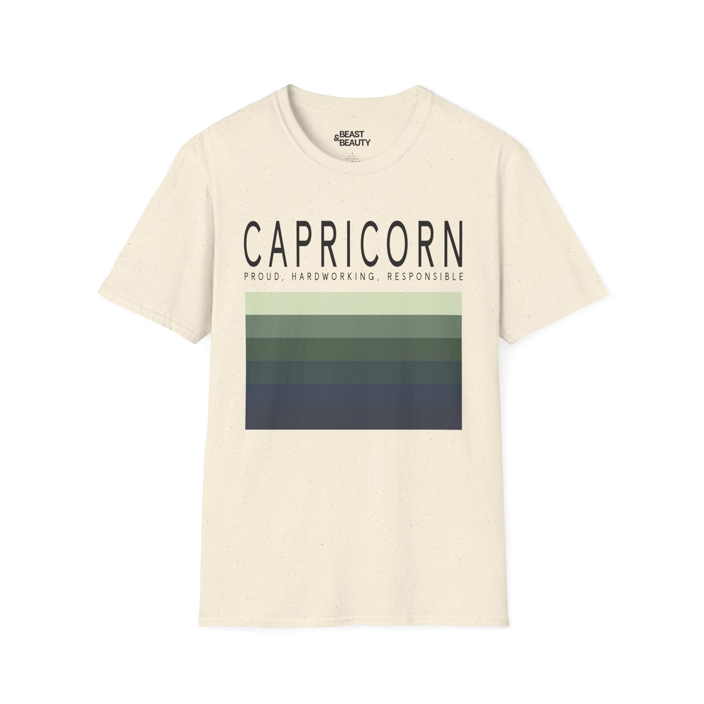 white t-shirt with capricorn zodiac sign graphic print for birthday gift