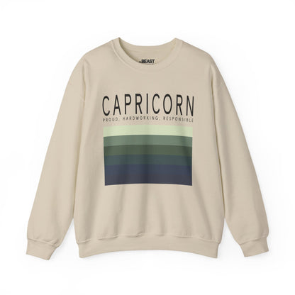 sand sweatshirt with earthy stripe capricorn zodiac typography design birthday gift