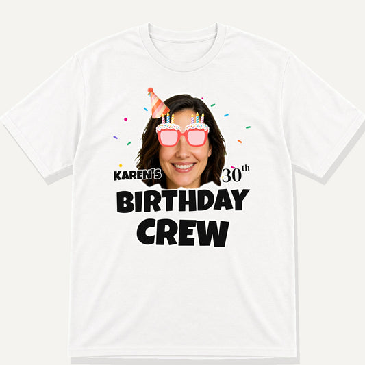 White Gildan 64000 personalised birthday crew photo T-shirt mock-up