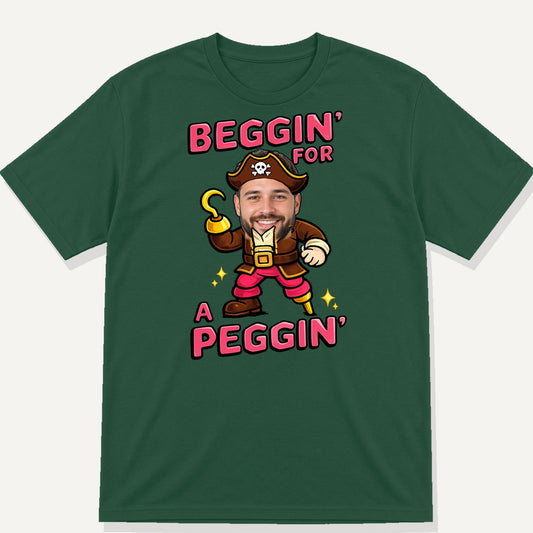Forest green Gildan 64000 Beggin' For A Peggin' personalised pirate T-shirt mock-up
