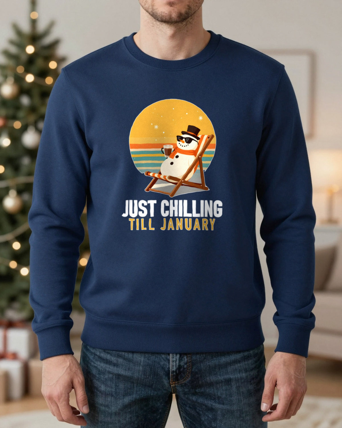 Chill Out Snowman Funny Christmas Jumper & T-Shirt worn