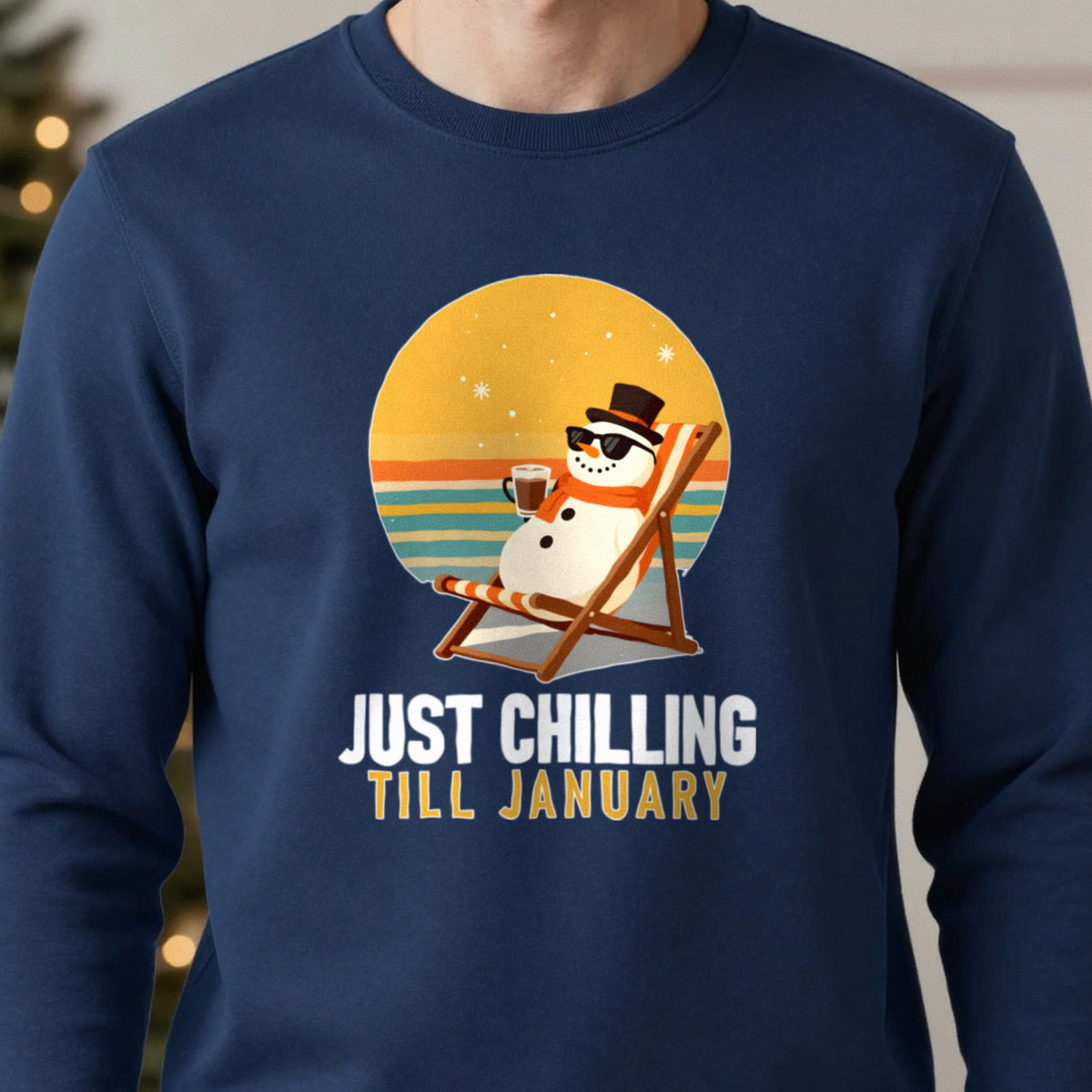 Chill Out Snowman Funny Christmas Jumper & T-Shirt close-up