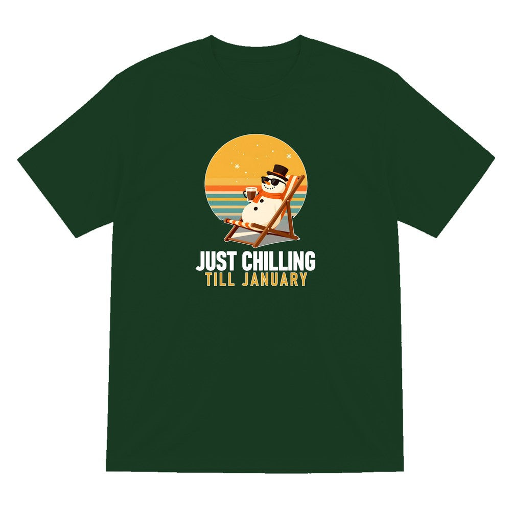 Chill Out Snowman Funny Christmas Jumper & T-Shirt T-Shirt in Forest Green