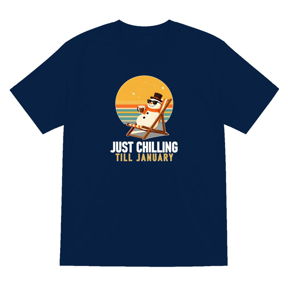 Chill Out Snowman Funny Christmas Jumper & T-Shirt T-Shirt in Navy