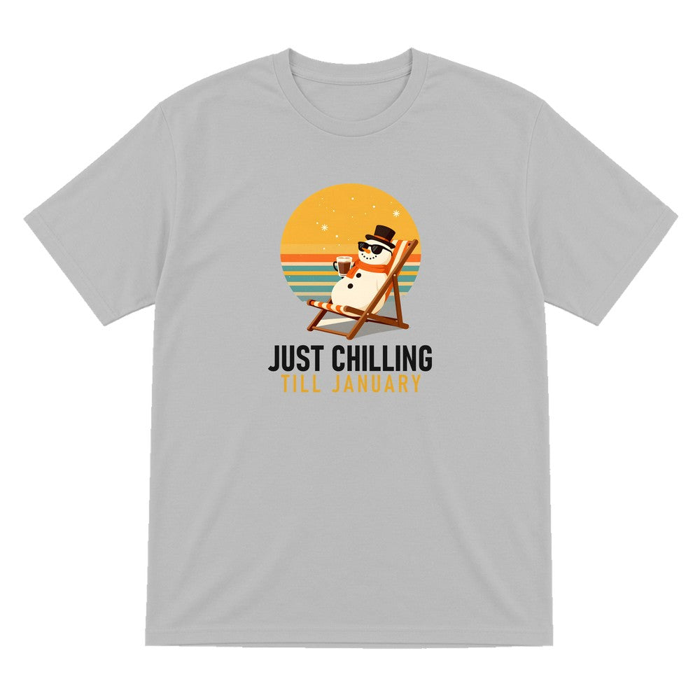 Chill Out Snowman Funny Christmas Jumper & T-Shirt T-Shirt in Sport Grey