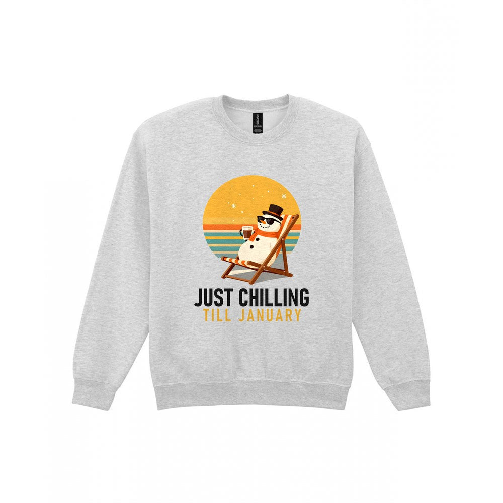 Chill Out Snowman Funny Christmas Jumper & T-Shirt Sweatshirt in Sport Grey