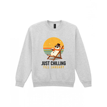 Chill Out Snowman Funny Christmas Jumper & T-Shirt Sweatshirt in Sport Grey