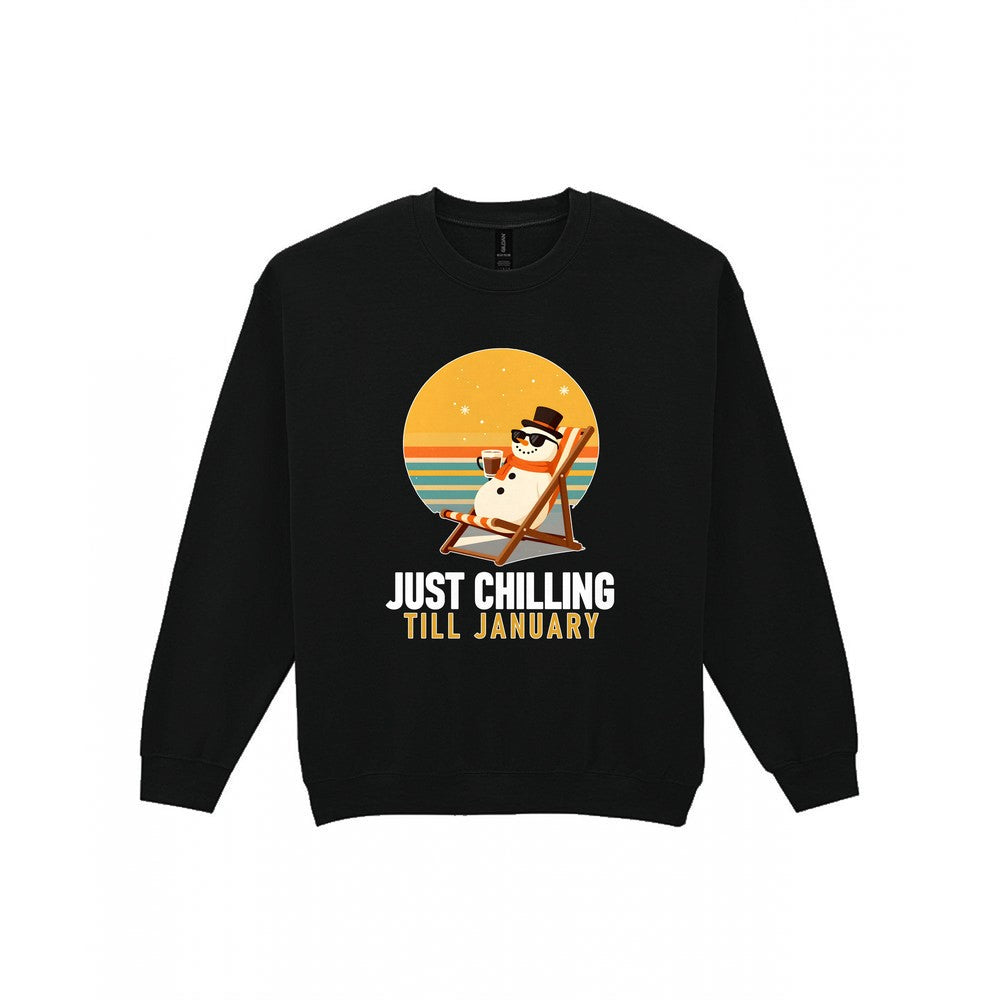 Chill Out Snowman Funny Christmas Jumper & T-Shirt Sweatshirt in Black