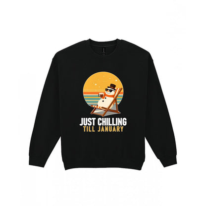 Chill Out Snowman Funny Christmas Jumper & T-Shirt Sweatshirt in Black